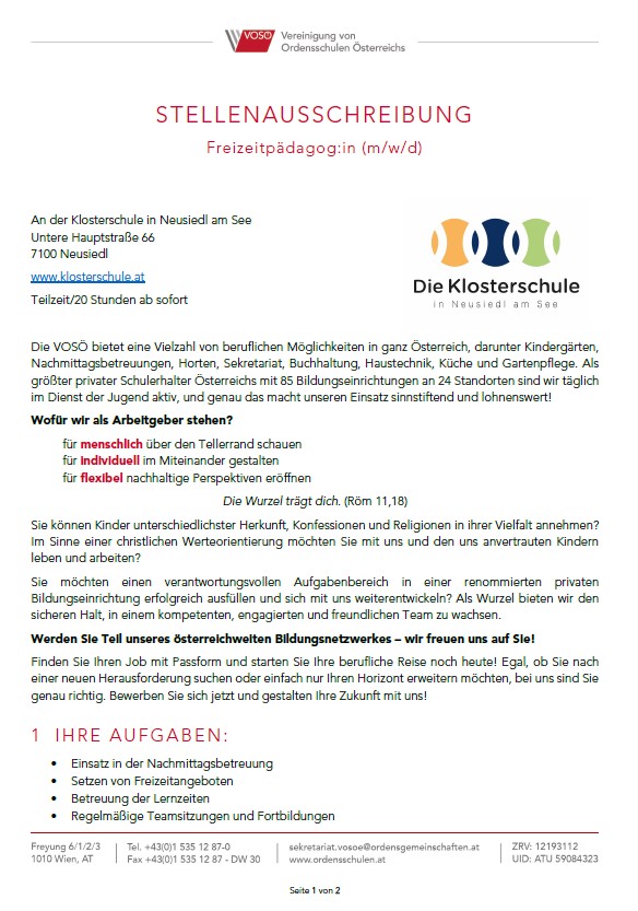 Stellenausschreibung 01